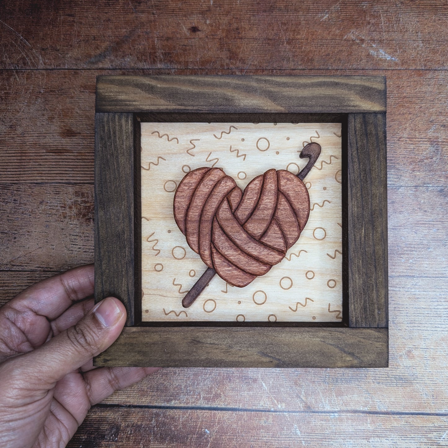 Crochet heart artwork