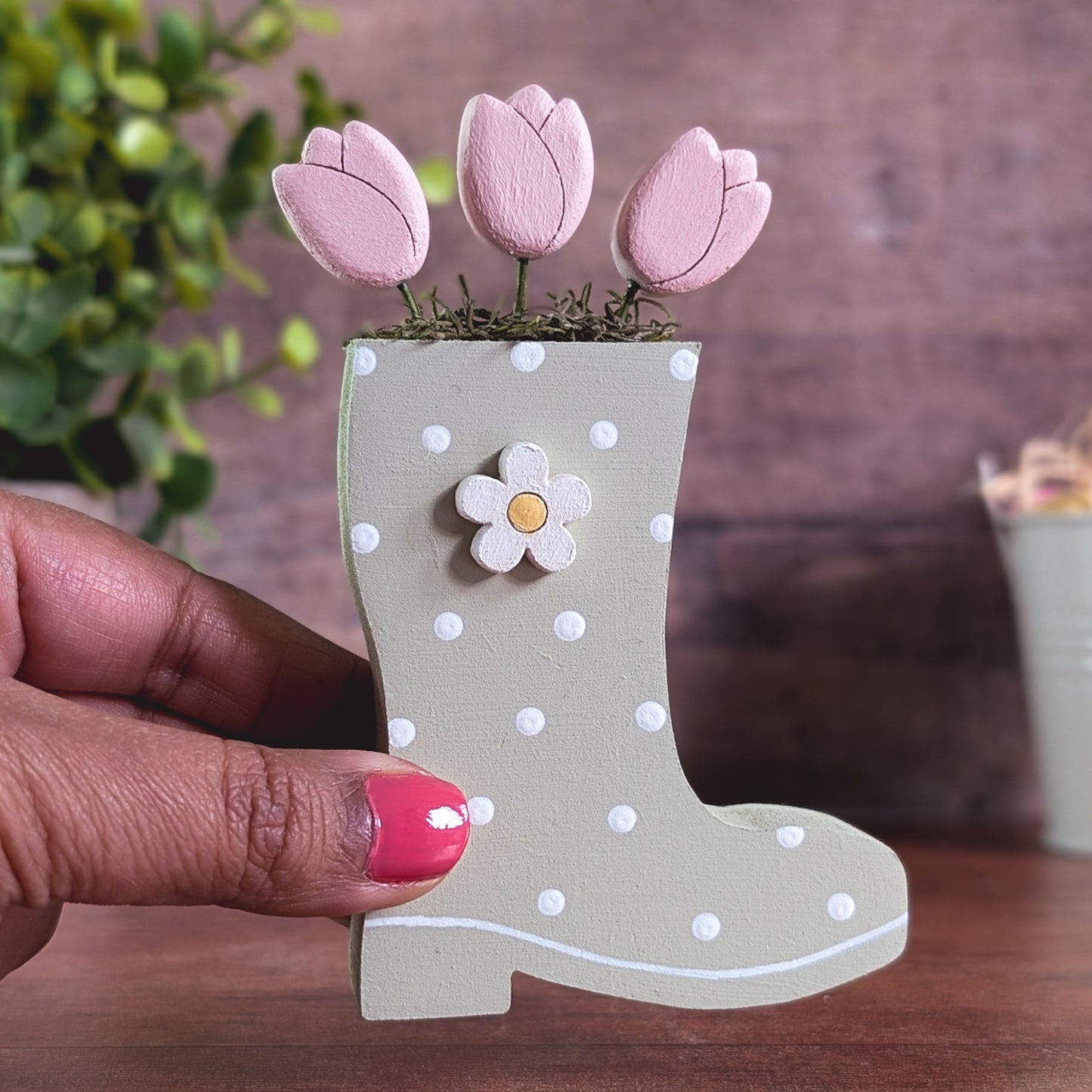 Welly with tulips