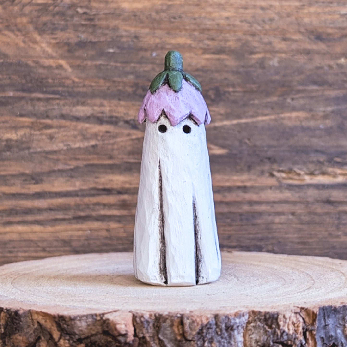 Ghost with purple tulip hat