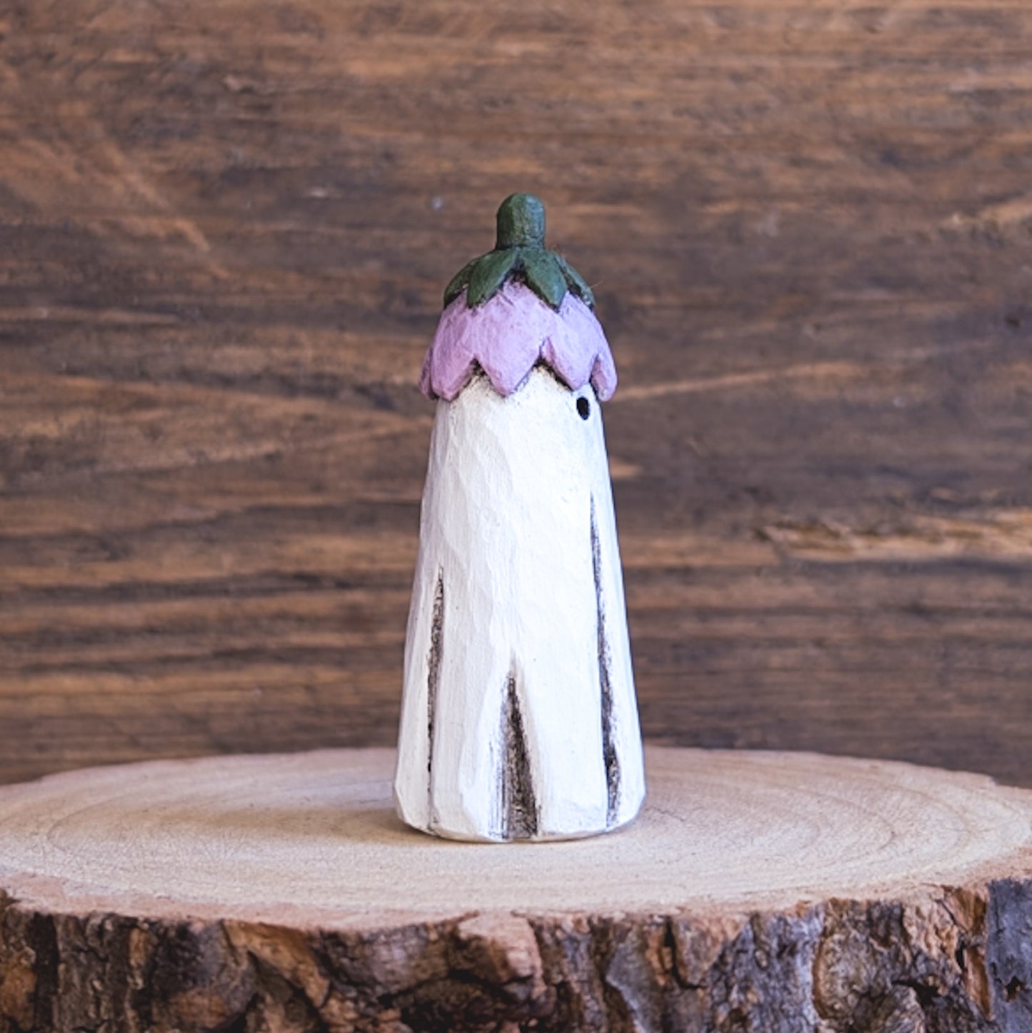 Ghost with purple tulip hat