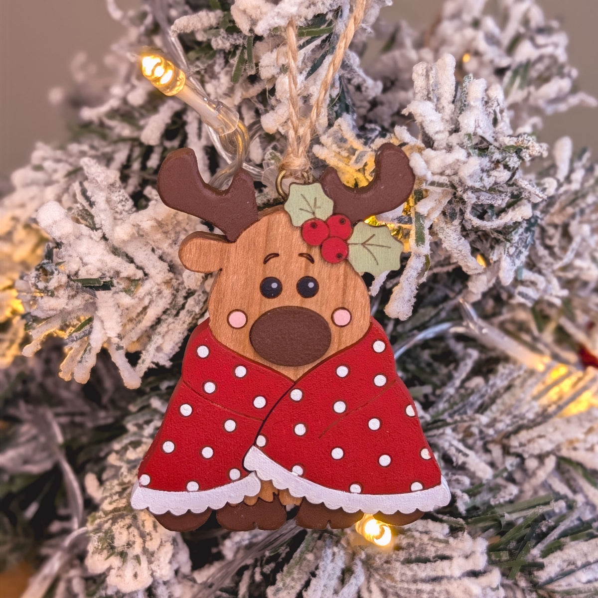 Reindeer in blanket hanging decoration