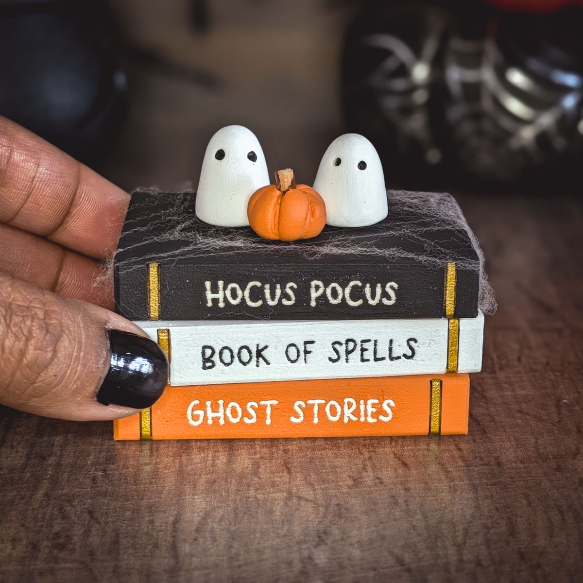 Mini Halloween book stack