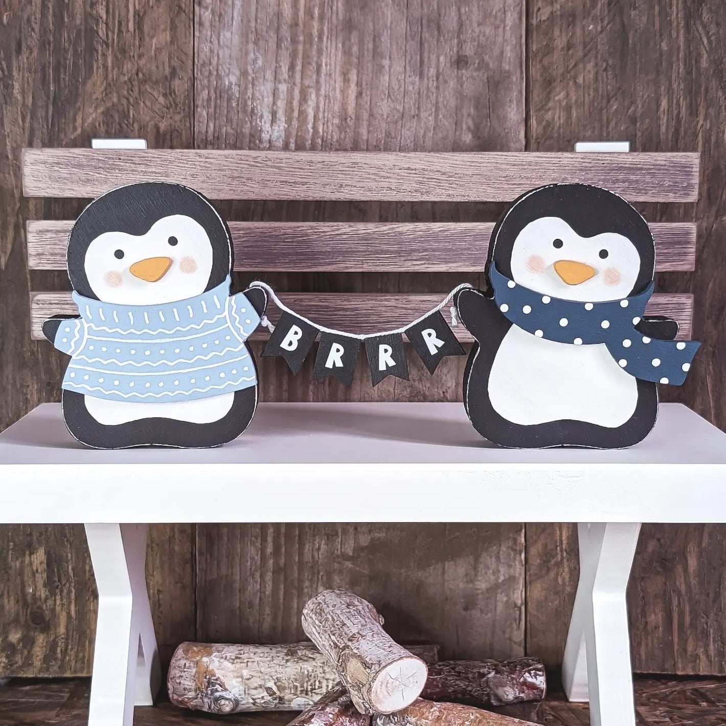 Winter tiered tray decor