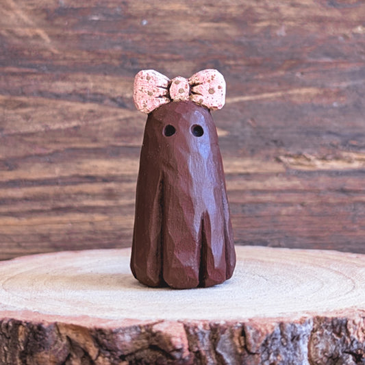 Chocolate ghost with pink bow