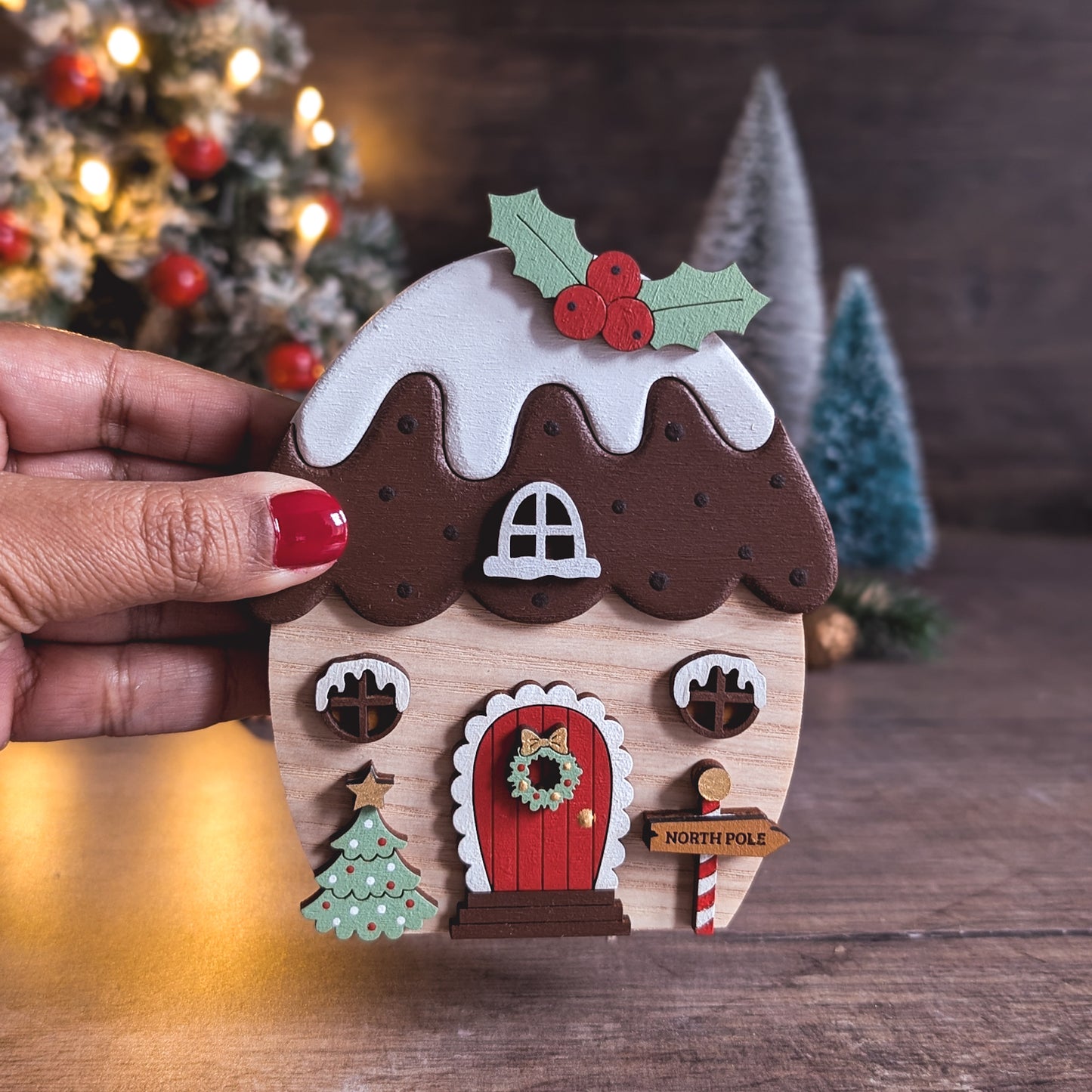 Christmas pudding fairy house