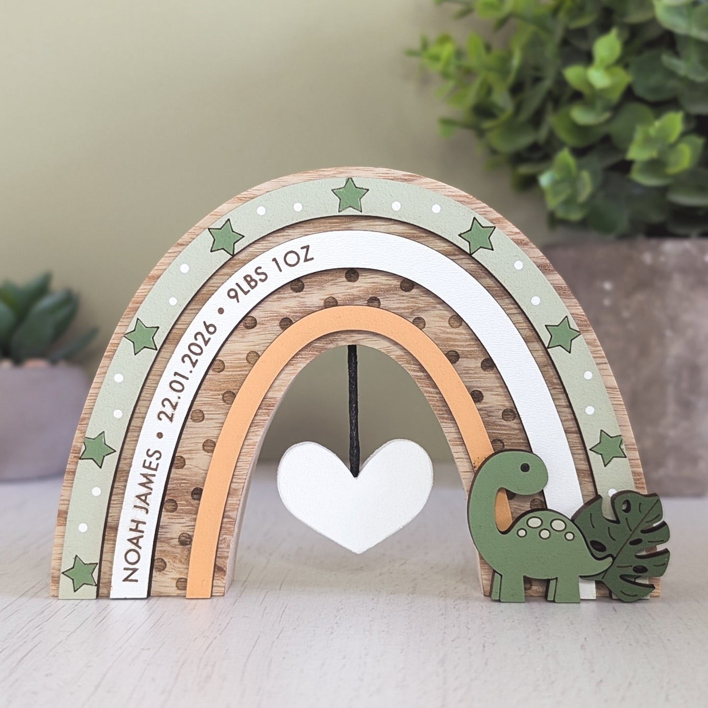 Personalised dinosaur rainbow