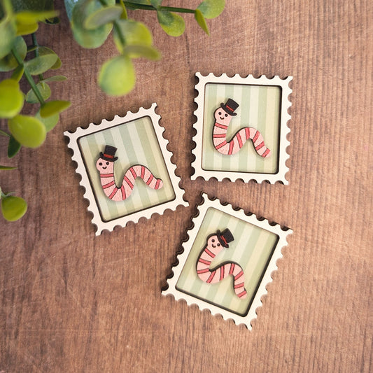 Mini postage stamp - worm