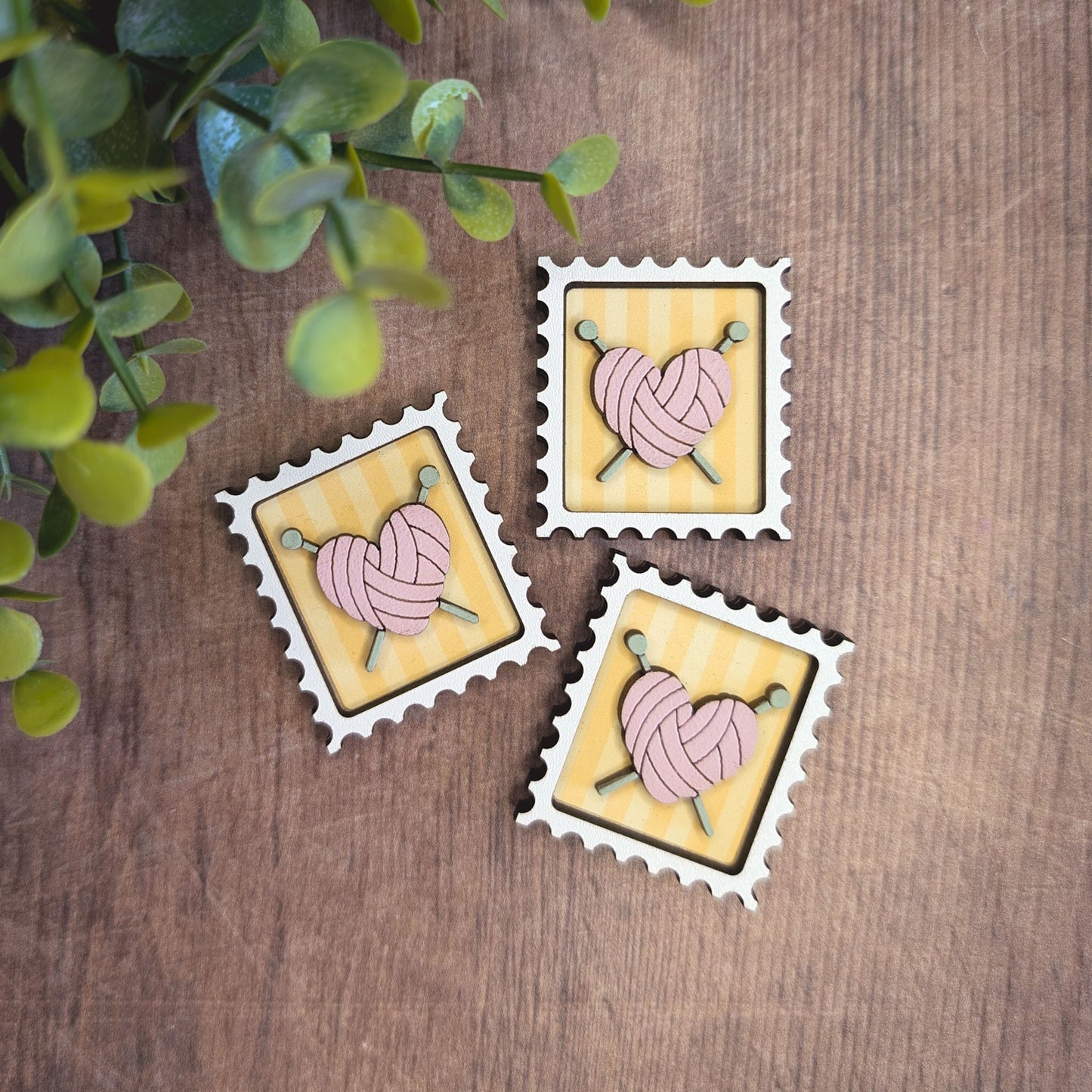 Mini postage stamp - knitting