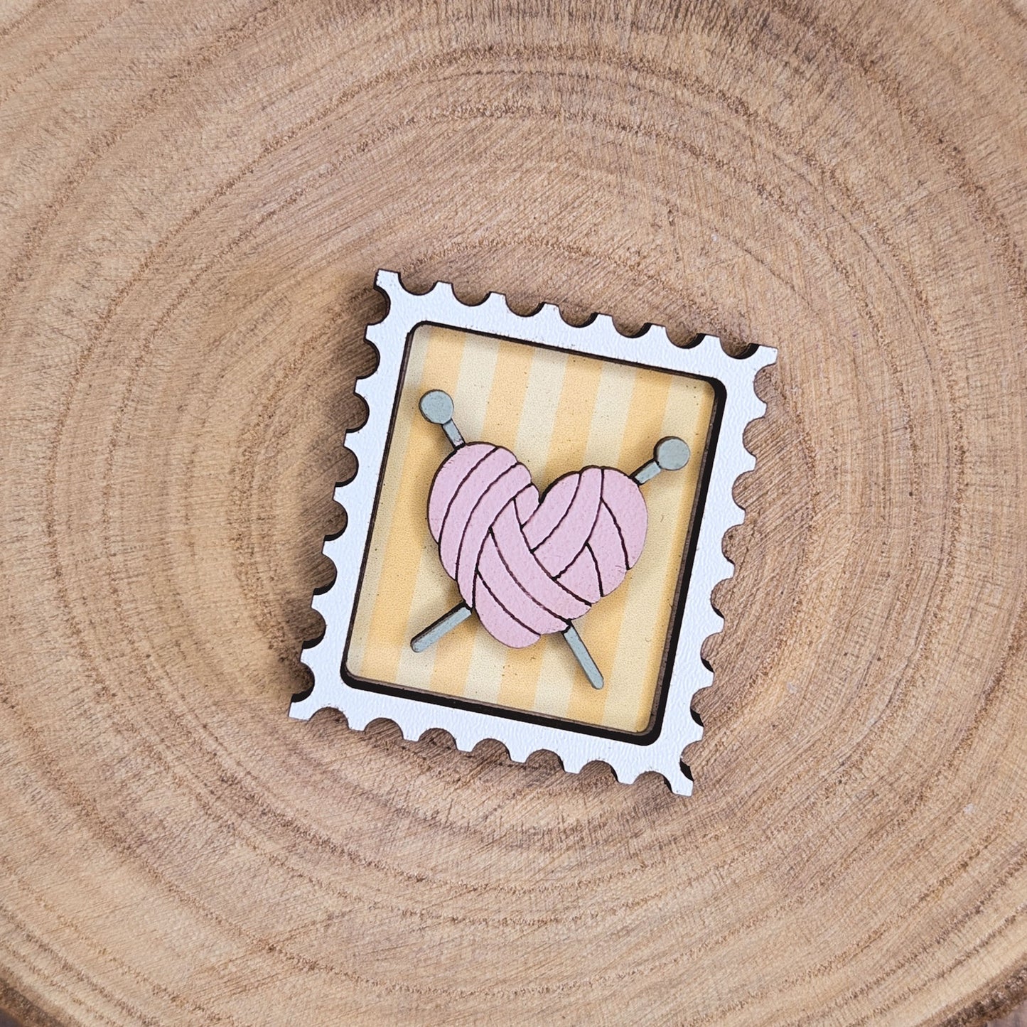 Mini postage stamp - knitting