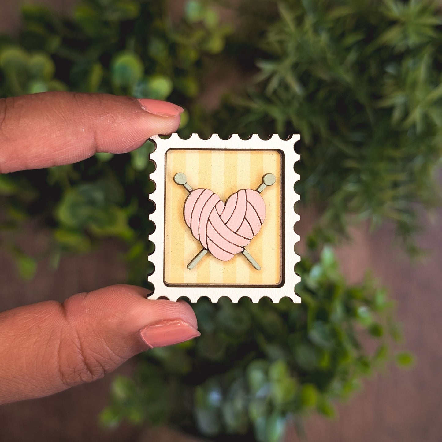 Mini postage stamp - knitting