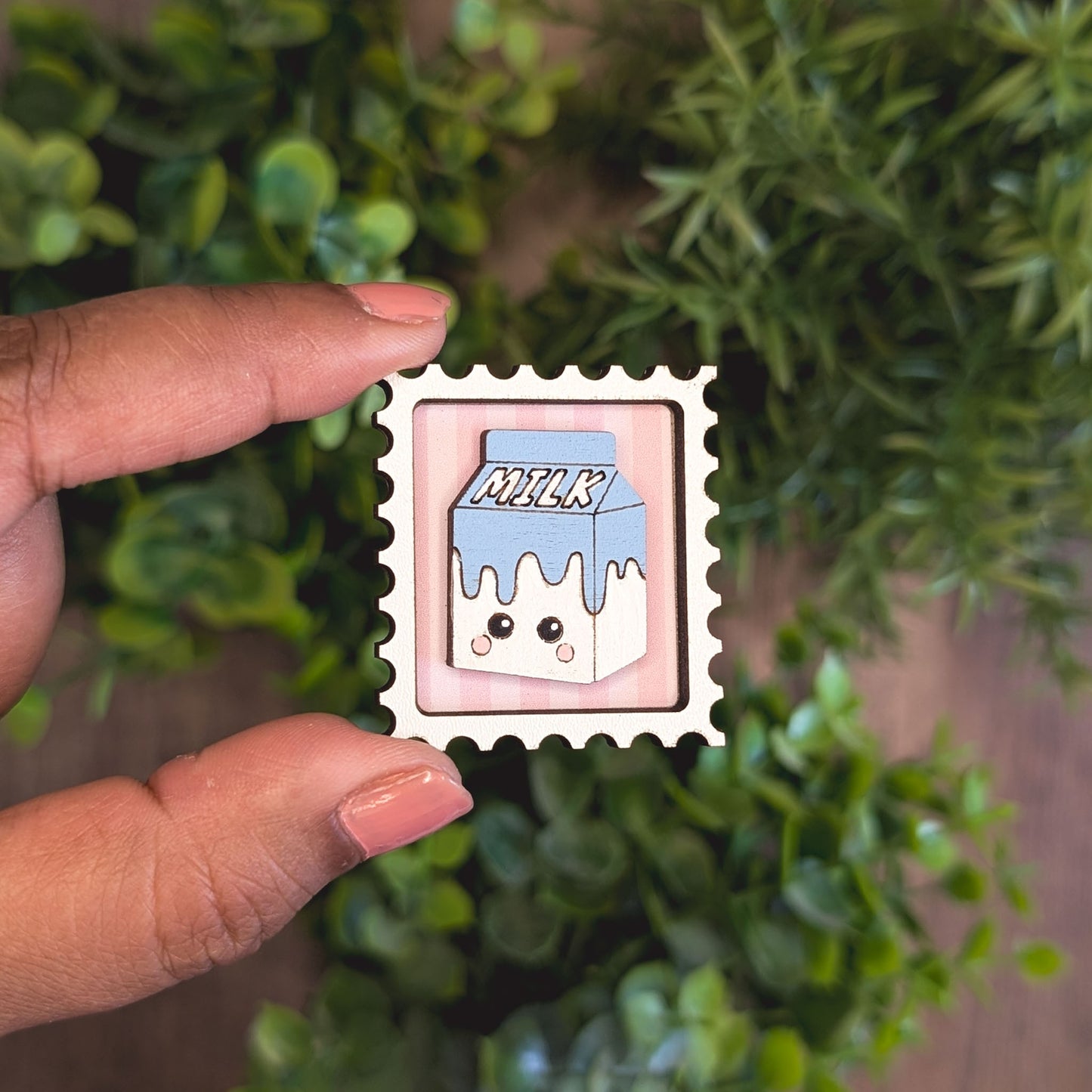 Mini postage stamp - milk carton