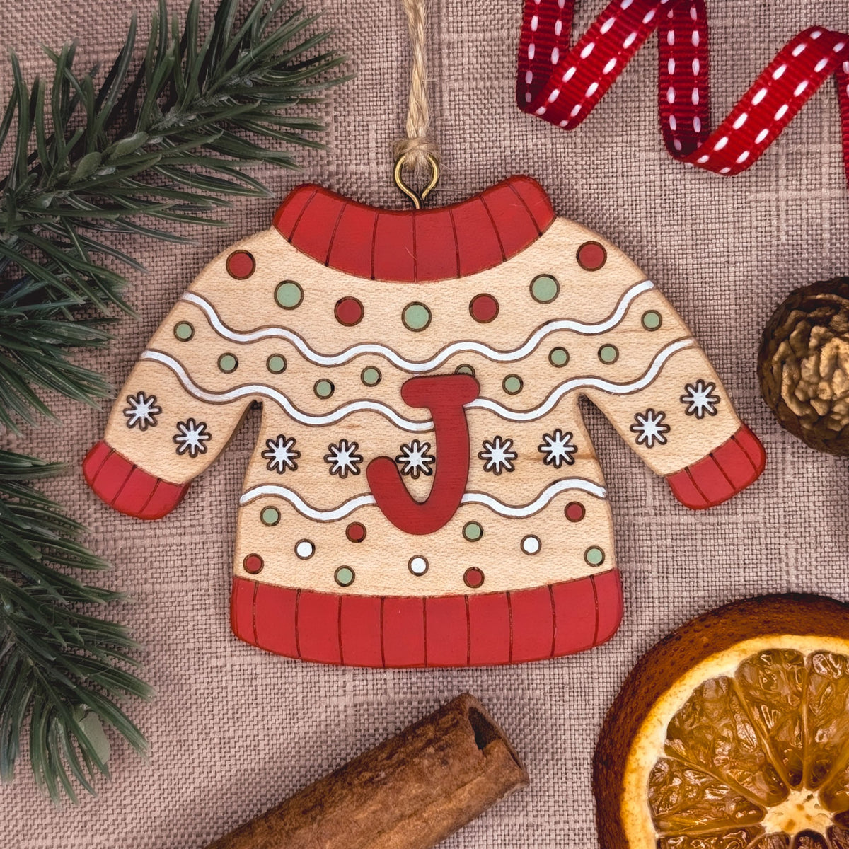 Personalised Christmas jumper hanging decoration