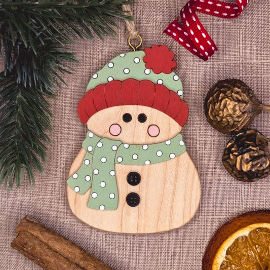 Woolly hat snowman hanging decoration