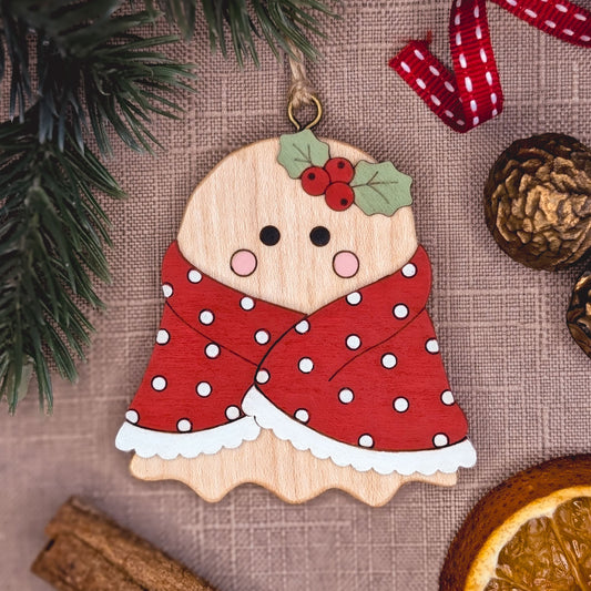 Ghost in blanket hanging decoration
