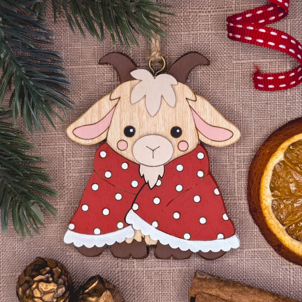 Goat in blanket hanging decoration