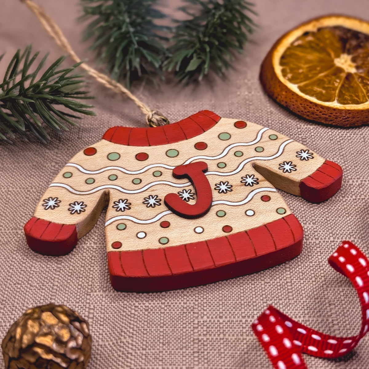 Personalised Christmas jumper hanging decoration