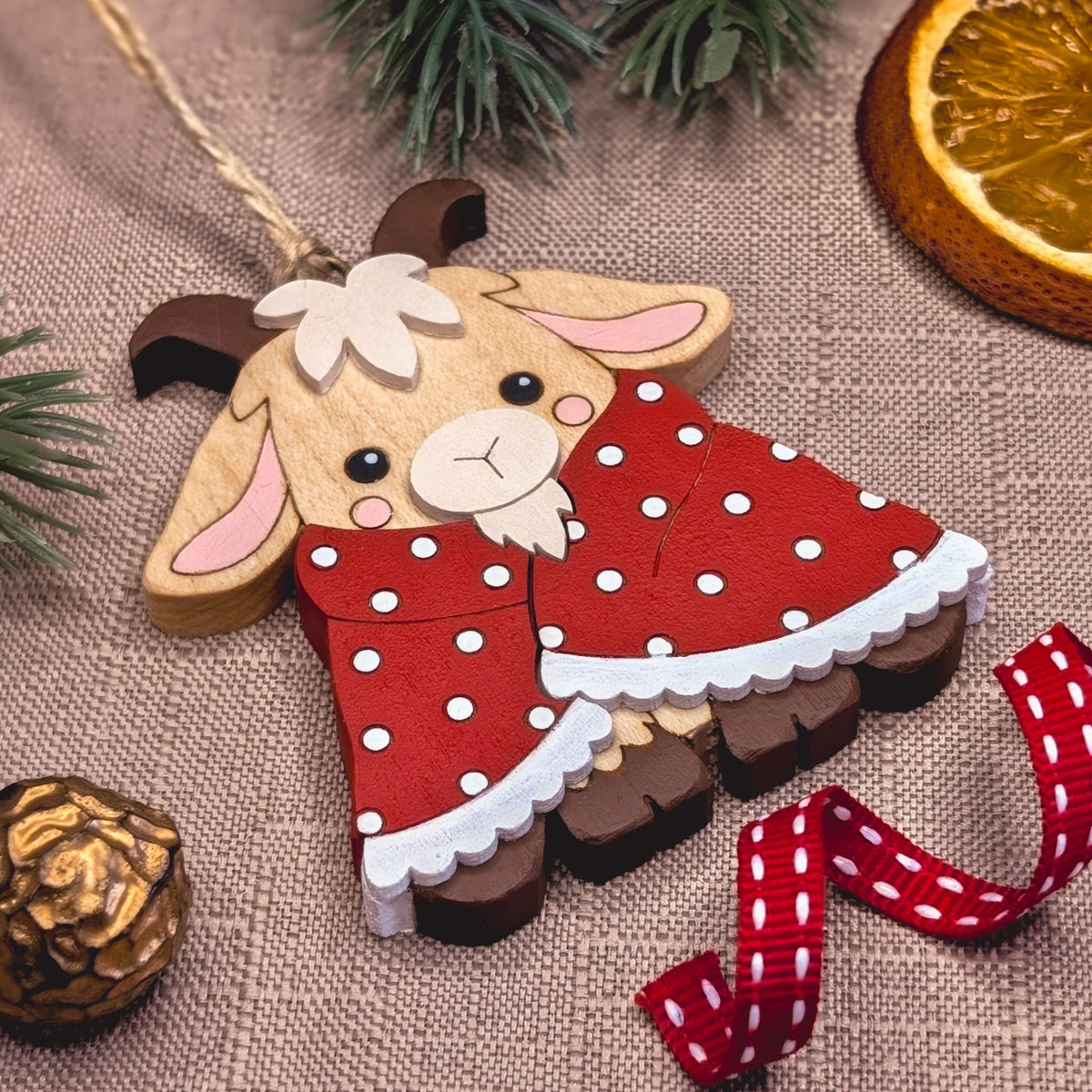 Goat in blanket hanging decoration