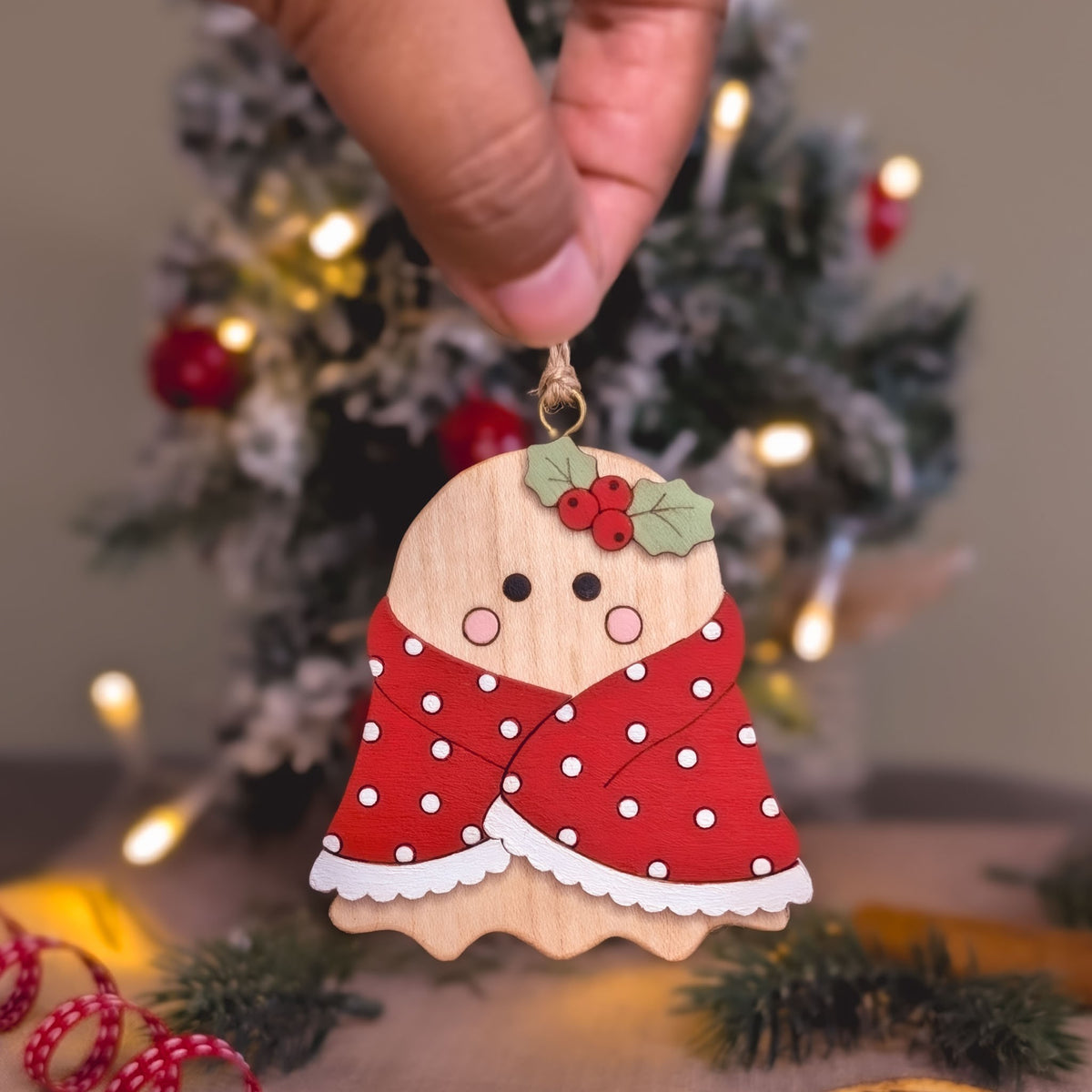 Ghost in blanket hanging decoration