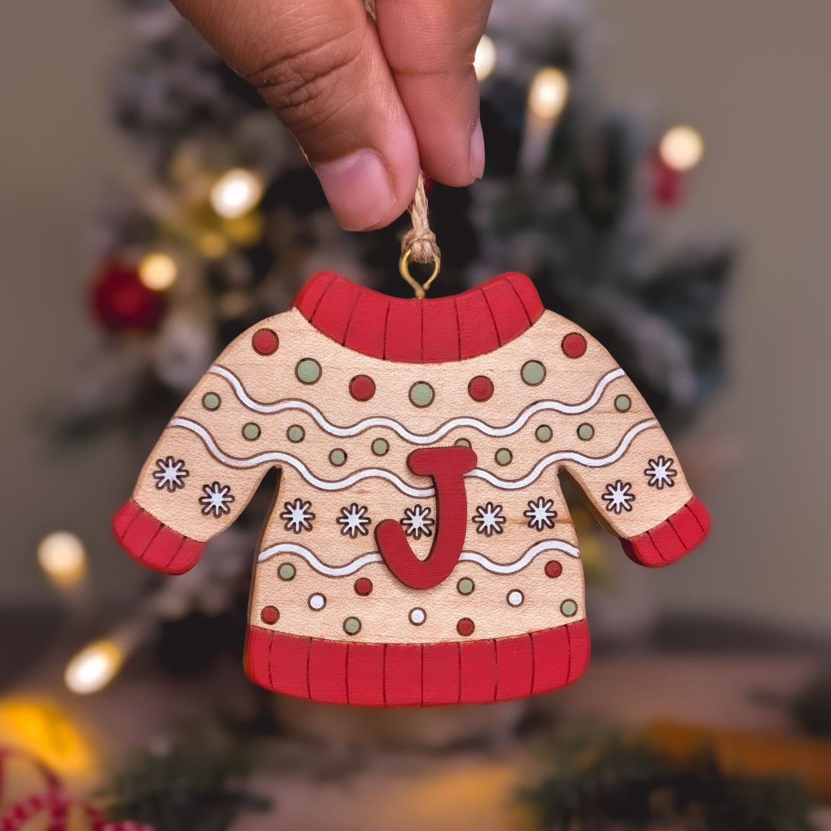 Personalised Christmas jumper hanging decoration