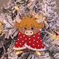 Highland cow in blanket hanging decoration