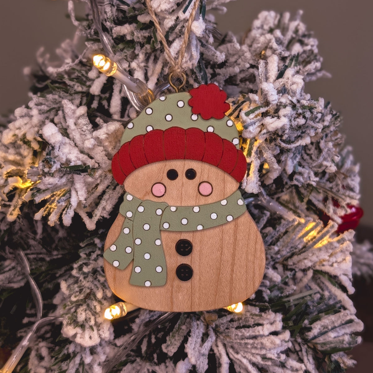 Woolly hat snowman hanging decoration