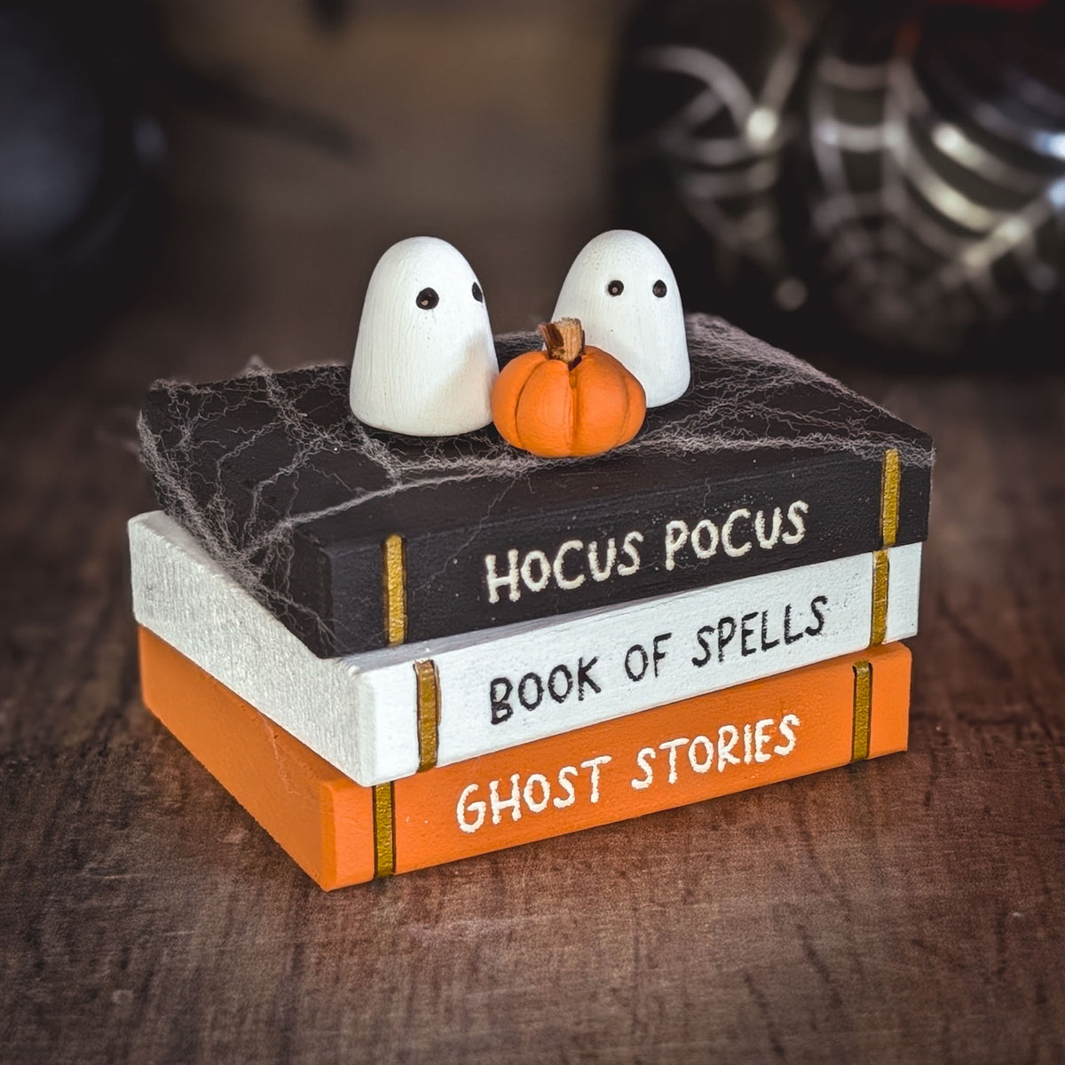 Mini Halloween book stack