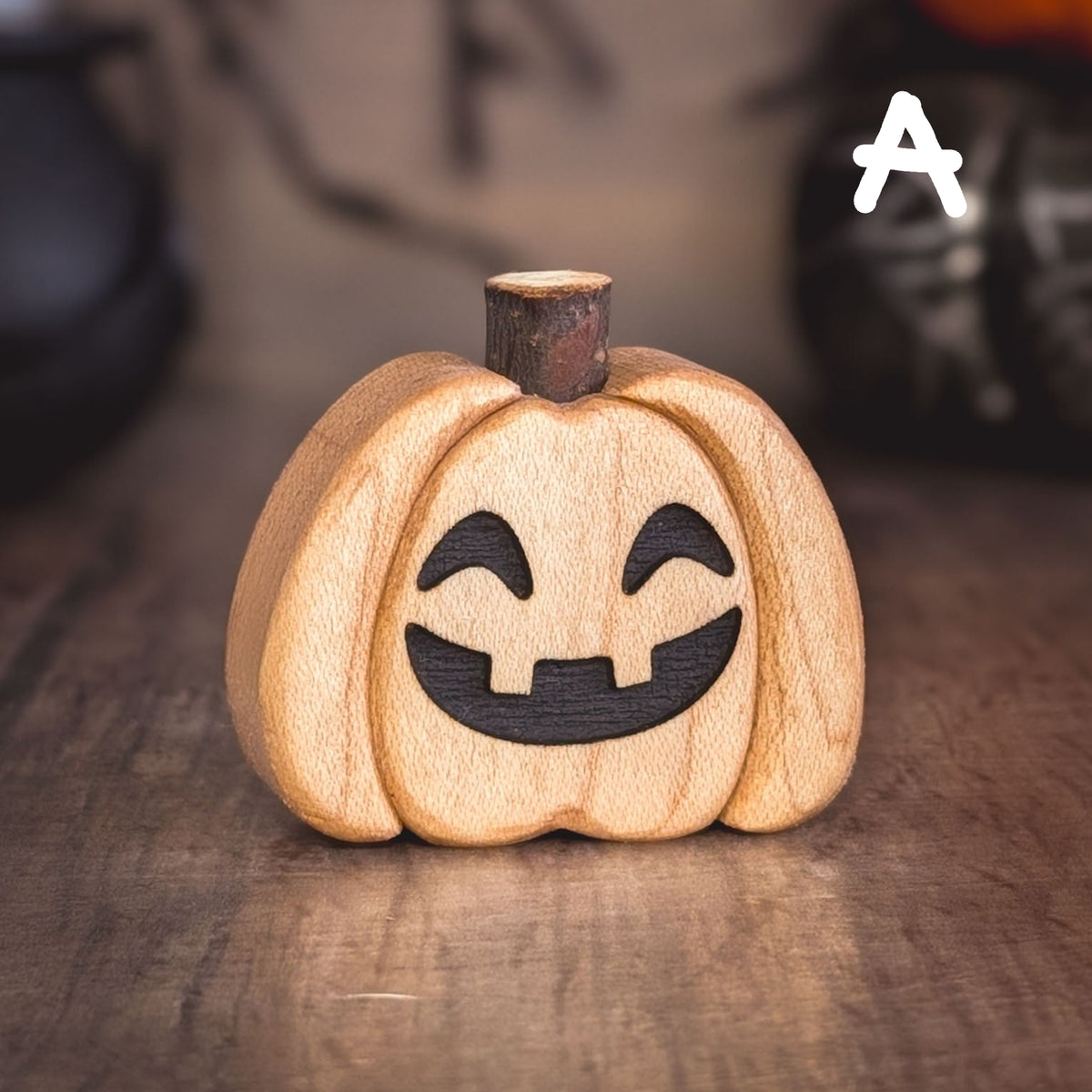 Mini maple wood pumpkin