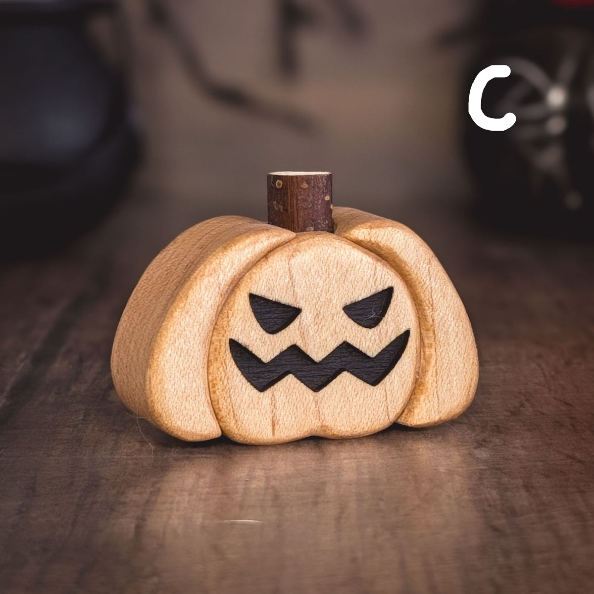 Mini maple wood pumpkin