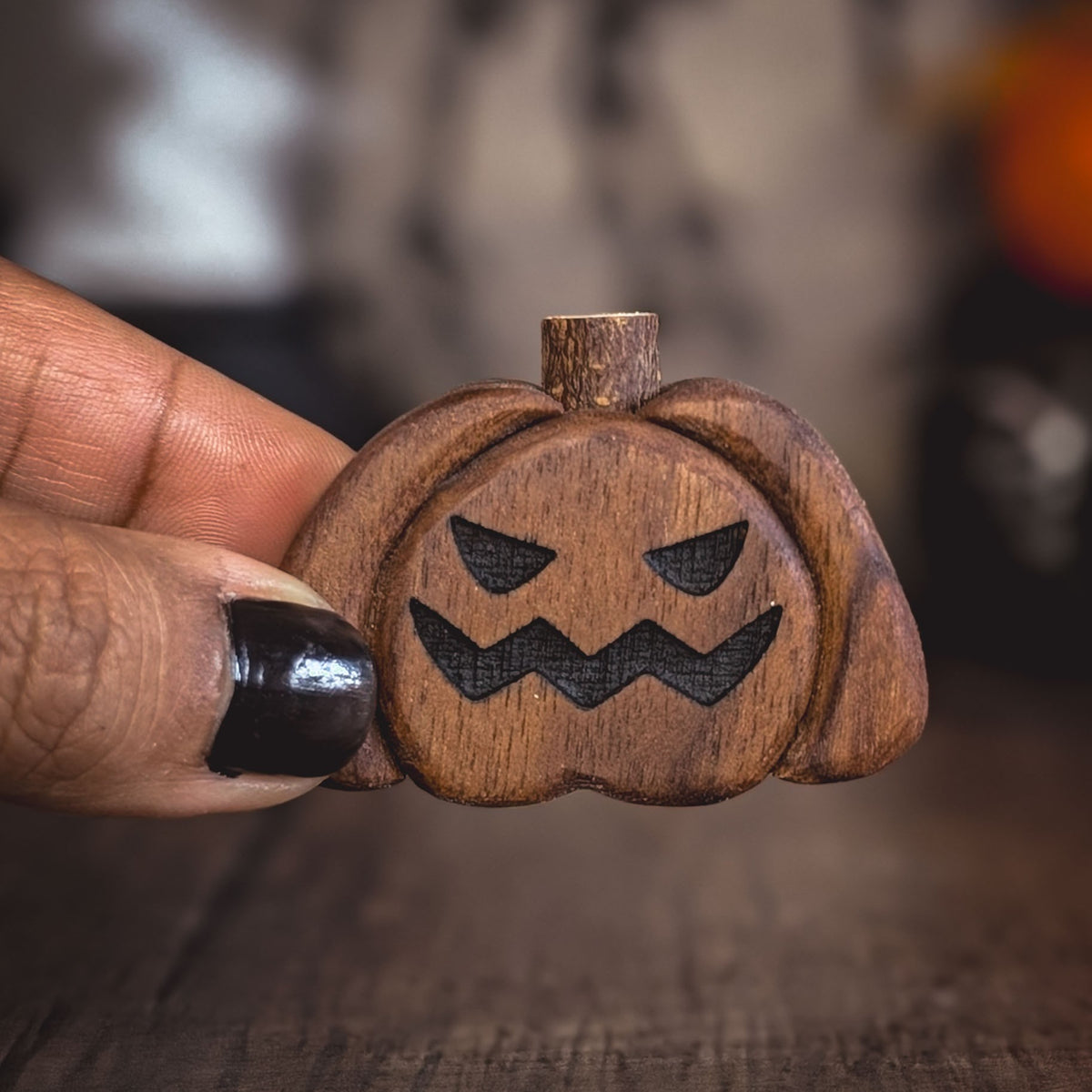 Mini walnut wood pumpkin