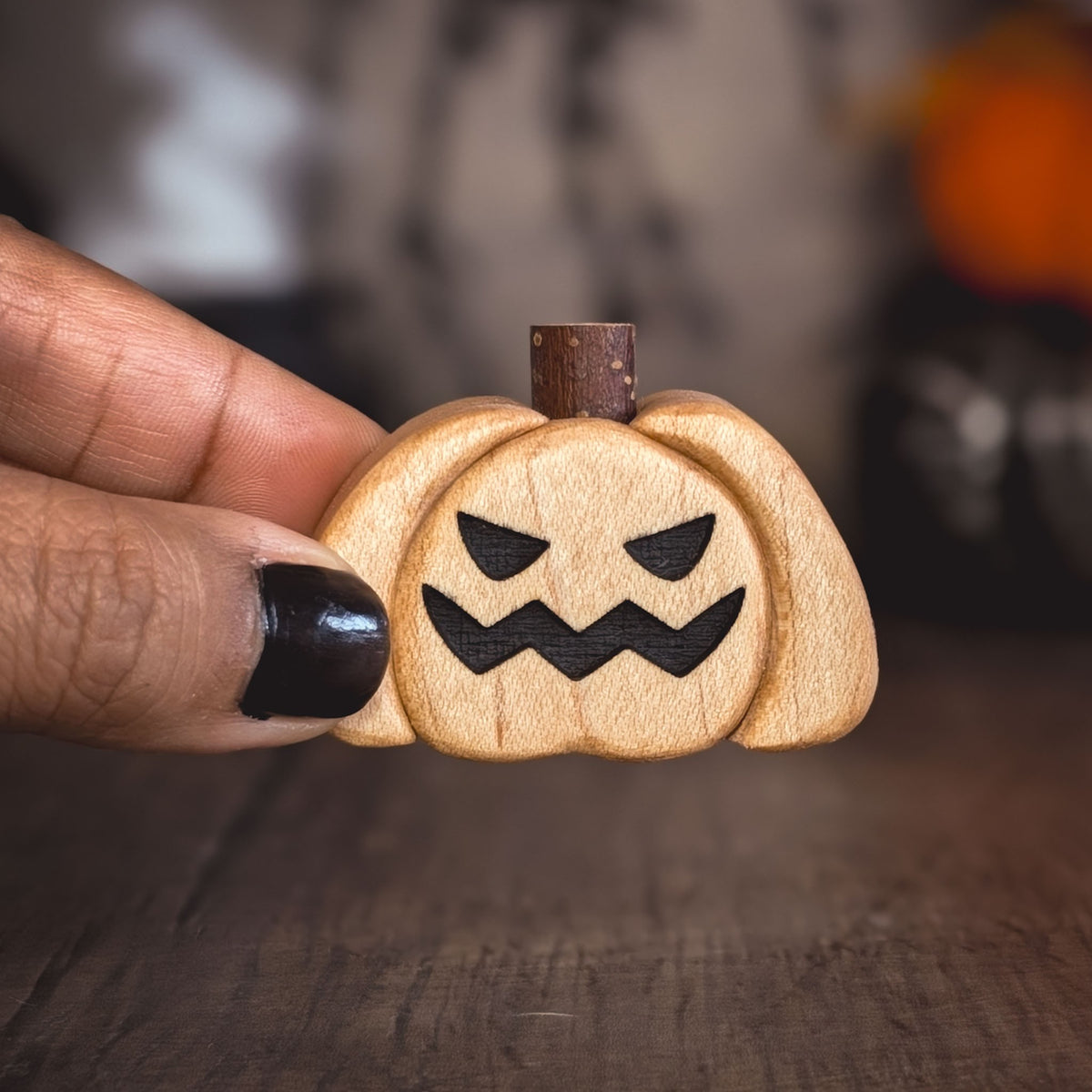 Mini maple wood pumpkin