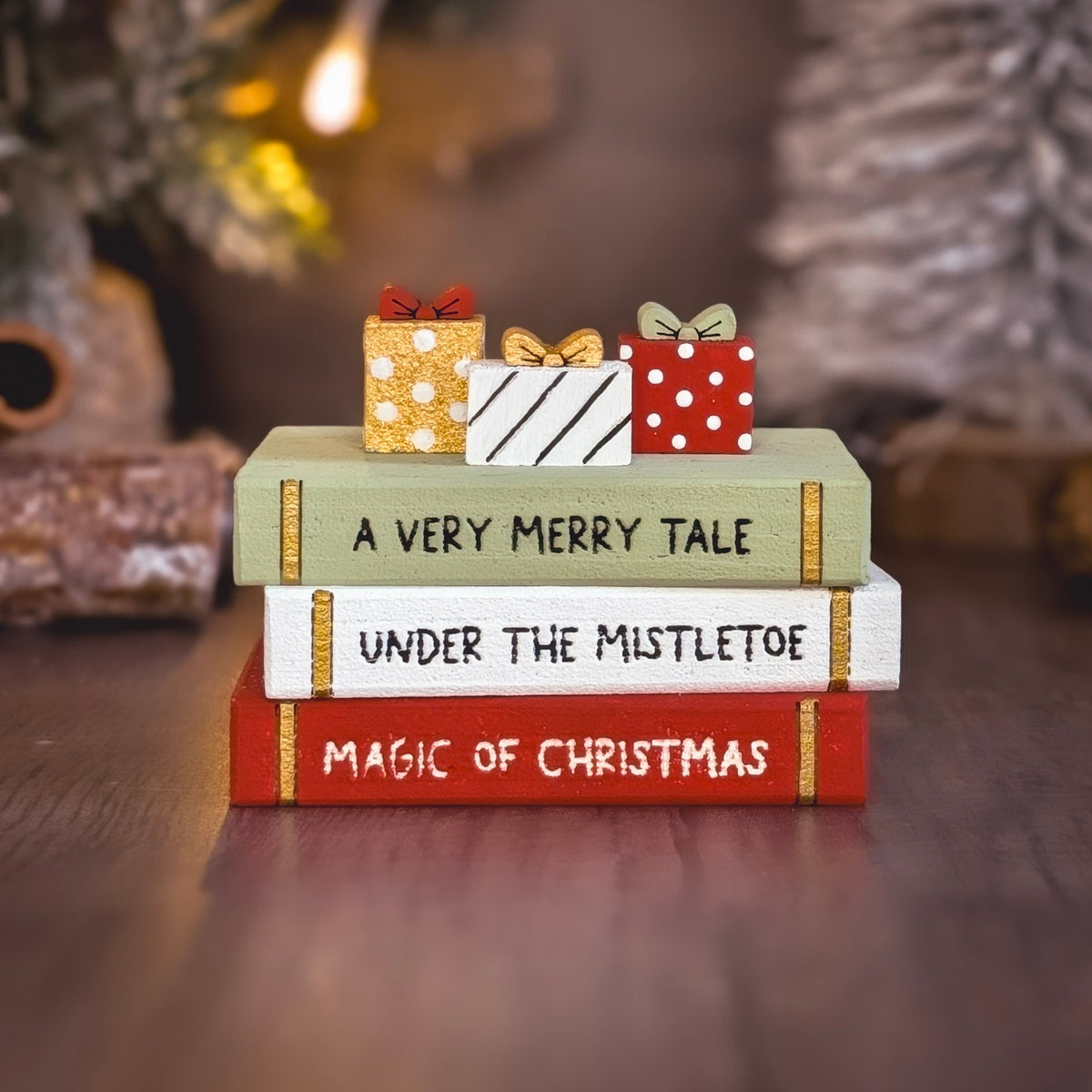 Mini Christmas book stack