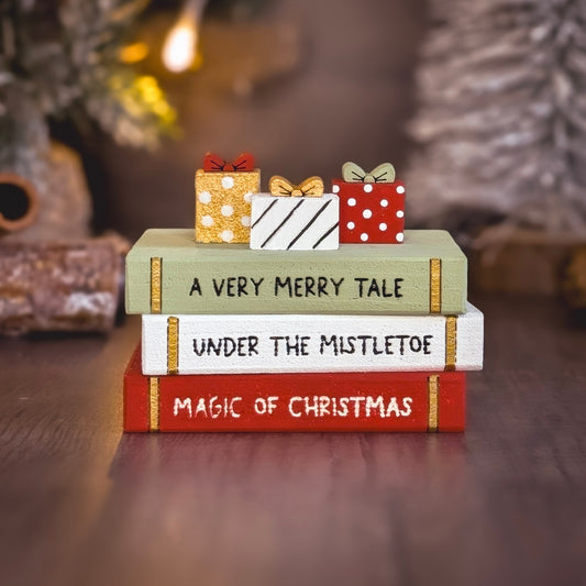 Mini Christmas book stack