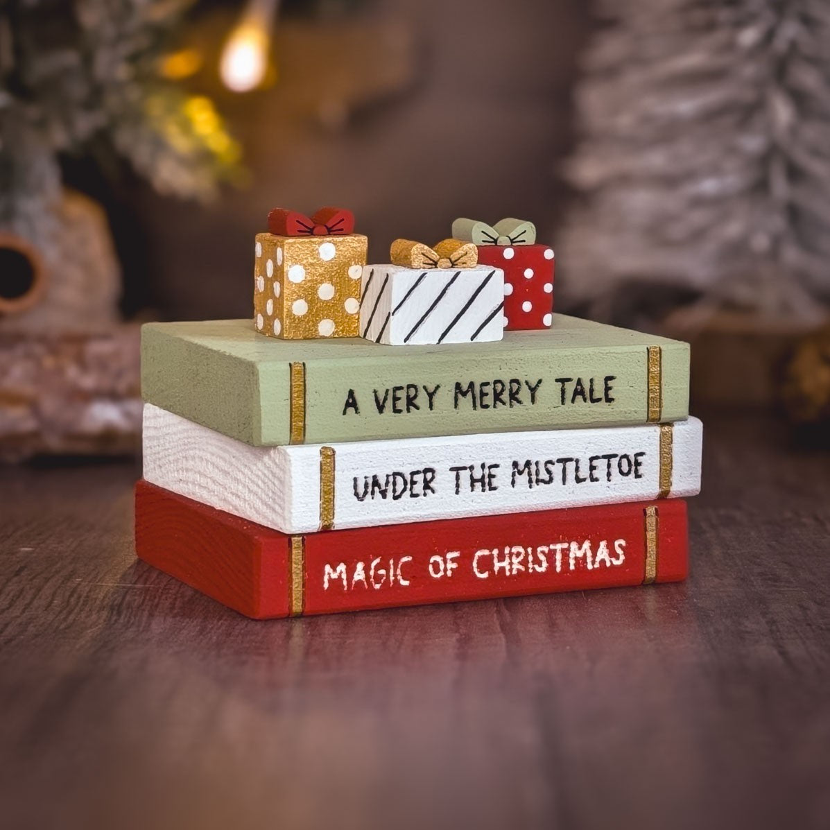 Mini Christmas book stack