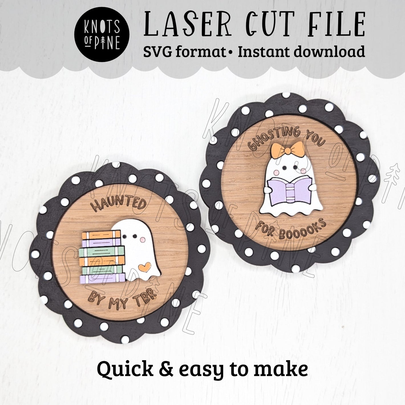 Bookish ghosts laser cut file