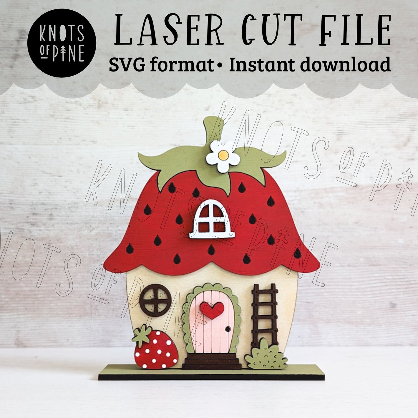 Strawberry fairy house laser cut file